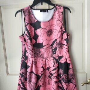 GU Apt 9 sleeveless black dress with coral/pink flowers size Large
